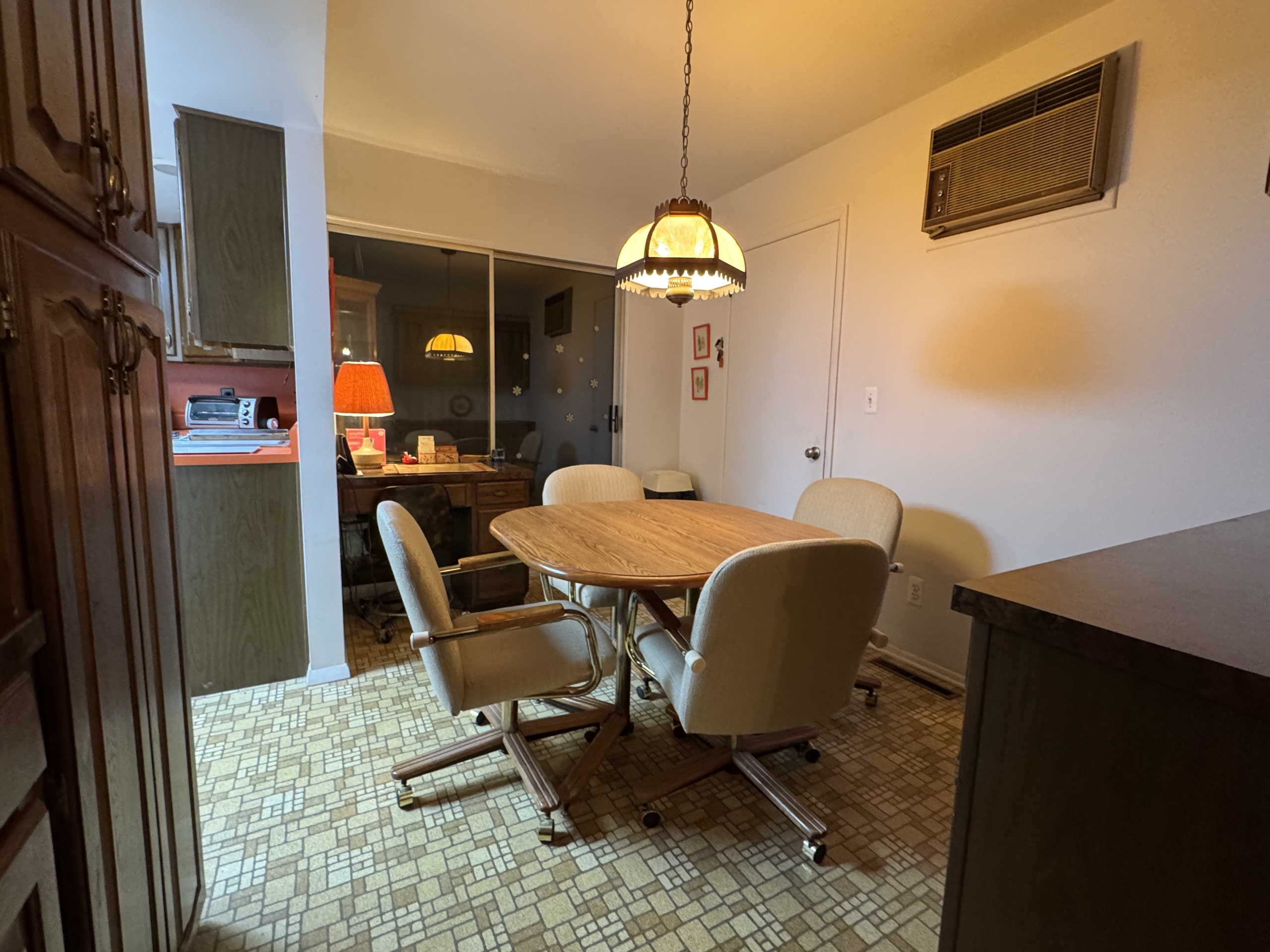 eat-in evening lights on